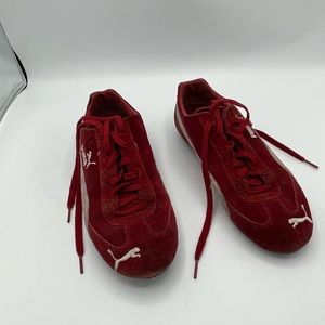 Red Puma suede sneakers